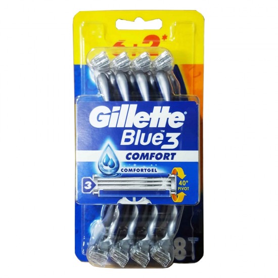 خود تراش 3 لبه ژیلت Gillette Blue 3 Comfort بسته 8 عددی