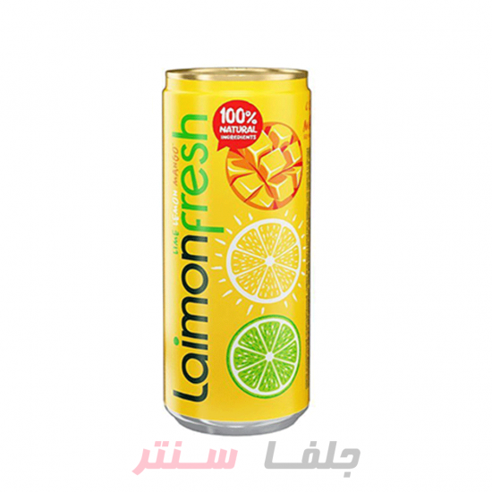 نوشیدنی گازدار Laimon fresh لایمون فرش با طعم مرکبات و انبه 330 میل