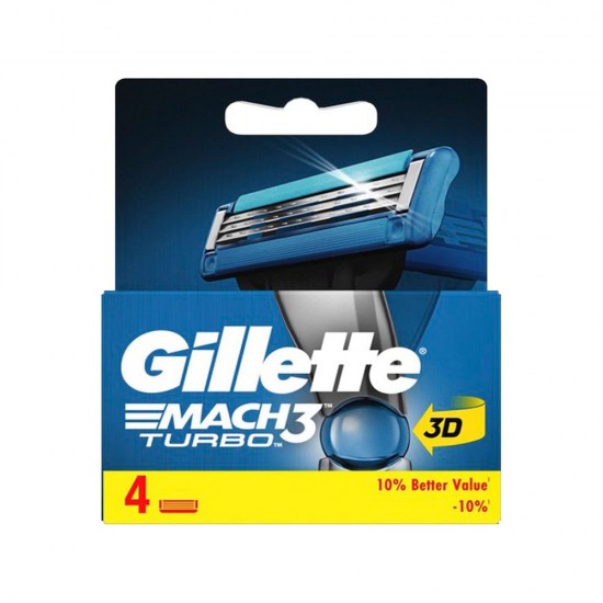 یدک ژیلت GILLETTE MACH 3 TURBO 3D سه لبه بسته 4 عددی