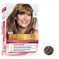 رنگ موی لورال شماره 7.1 رنگ بلوطی loreal excellence رنگ موی لورال شماره 7.1 رنگ بلوطی loreal excellence