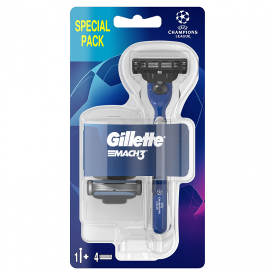 پک دسته و یدک ژیلت GILLETTE MACH 3 سه لبه حاوی دسته و 4 عدد یدک